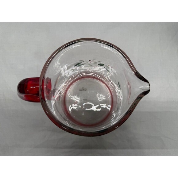 Pfaltzgraff Winterberry Pitcher red & clear etched glass holly holiday 8.75” - Picture 6 of 16